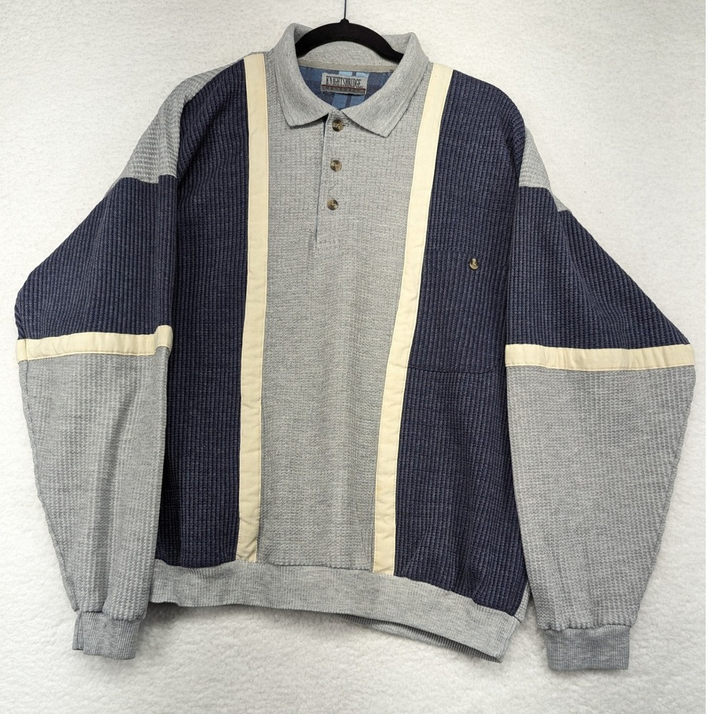 Knightsbridge Menswear Long Sleeve Polo Sweater Colorblock Knit‎ Size XL